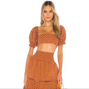 WeWoreWhat Polka Dot Coco Crop Top Puff Sleeve size XL